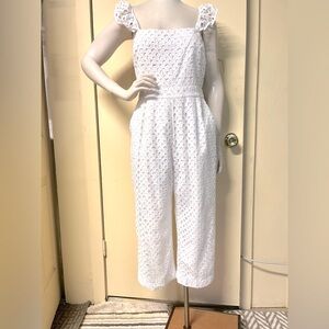 J Crew Eyelet Wide Leg Cropped Jumpsuit with Pockets - Like New!